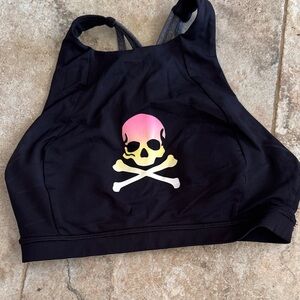 Lululemon Athletica Black Sports Bra soulcycle size 4 skull